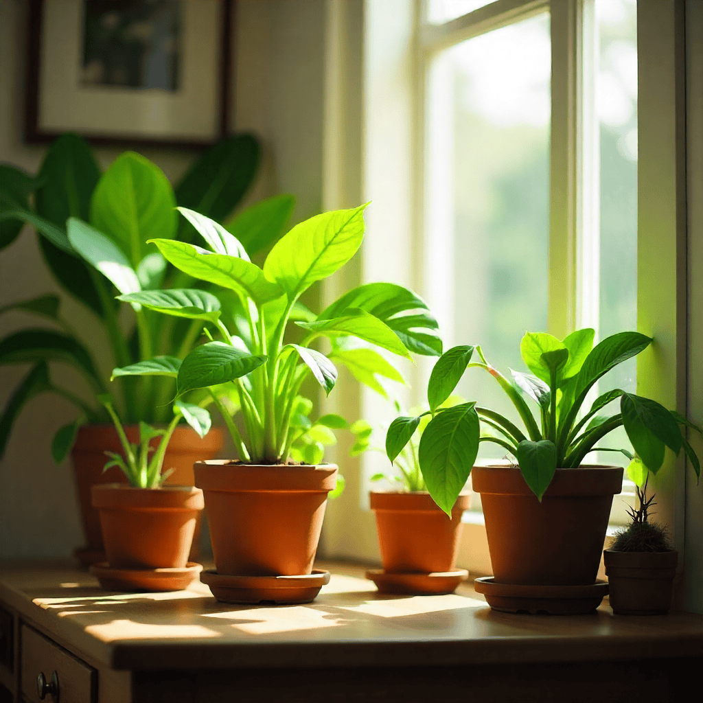 Kasveja kirkkaan luonnonvalon äärellä